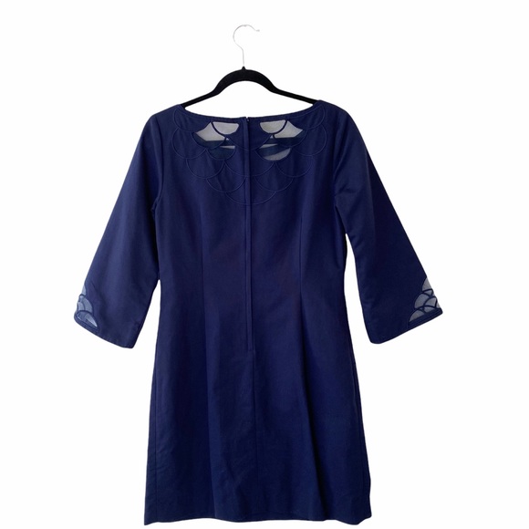 Rare Lilly Pulitzer Navy Blue Knee Length Sheath Dress 100% Cotton Size 8 - Picture 9 of 11